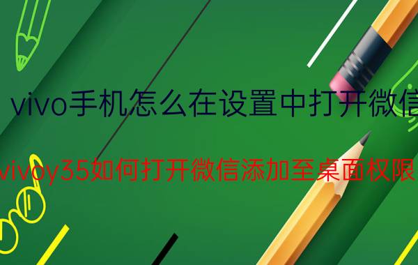 vivo手机怎么在设置中打开微信 vivoy35如何打开微信添加至桌面权限？